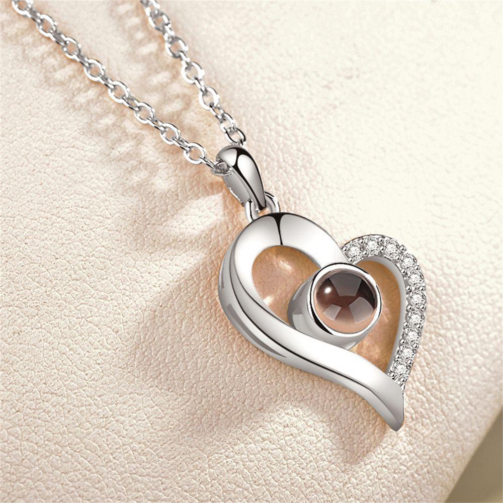 R-flower Projection Necklace Jewelry Collier Pendant Hari Valentine Masa Kini Kristal Romantis I love You