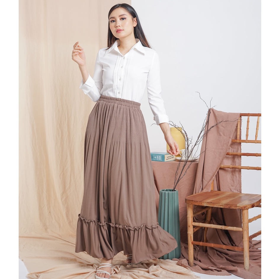 KYLA - ROK PLISKET SUSUN POLOS BAHAN HYGET PREMIUM