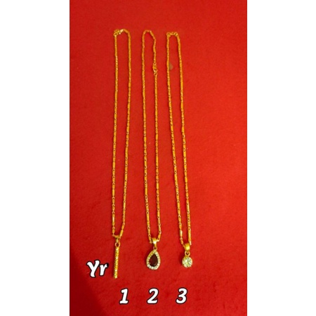 kalung bambu liontin sepuhan imitasi replika emas24k