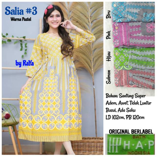 SALIA 3 DASTER HAP ORIGINAL HOMEY DRESS NYAMAN KENCANA UNGU GROSIR