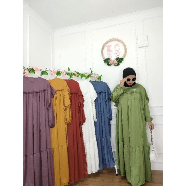 Dress Wanita Gamis Muslimah Ori Armani Silk Premium Polos