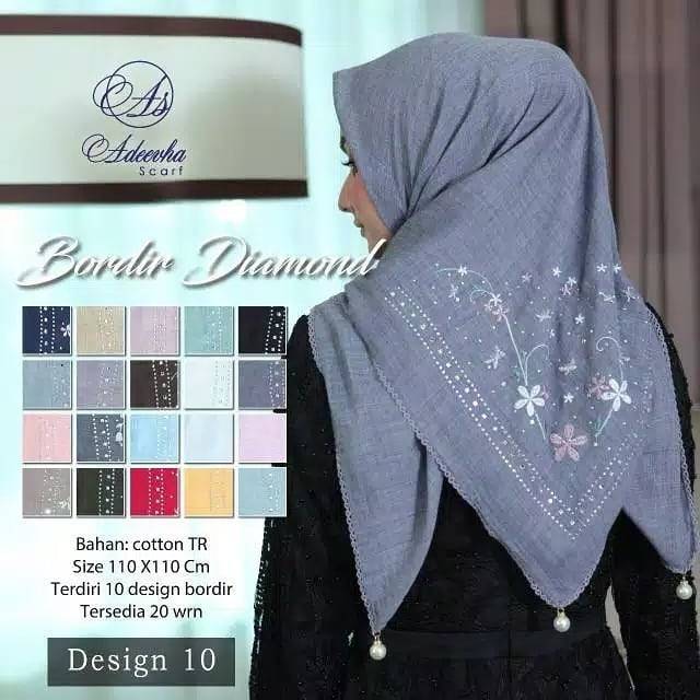 HIJAB DIAMOND BORDIR SEGI EMPAT ADEEVA SCARF