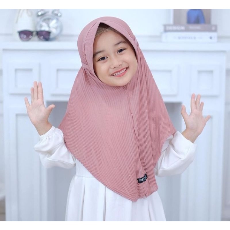 jilbab plisket anak polos 3-6thn