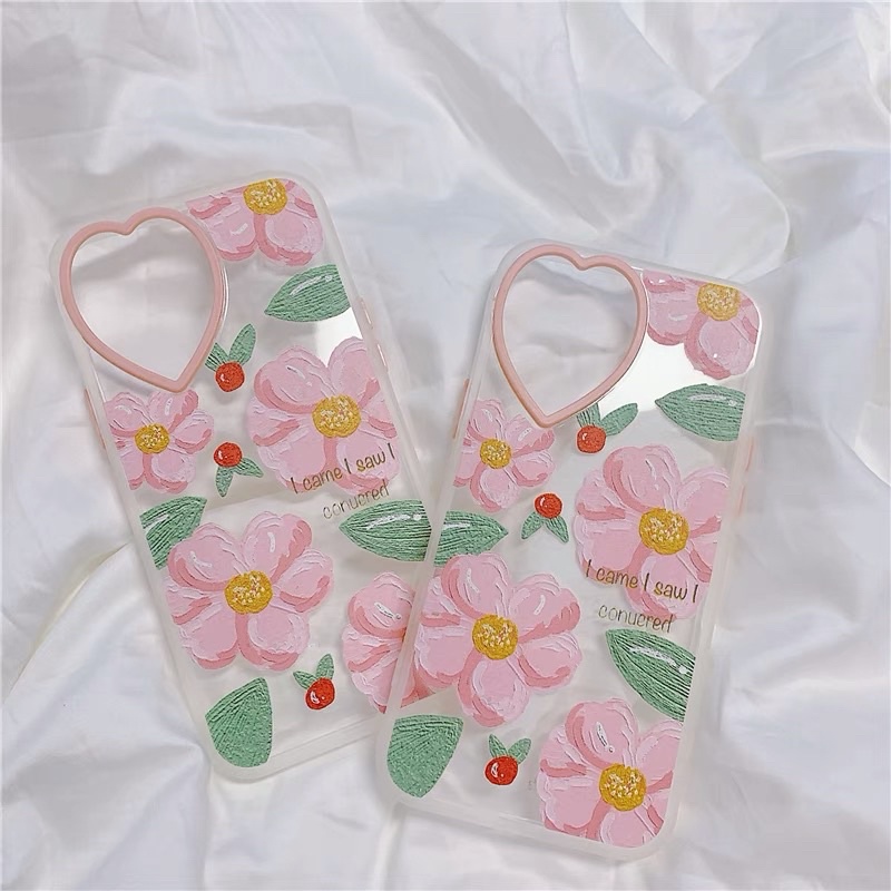 Pink Flower Heart Softcase iphone 7/8+ XS XS Max XR 11 Pro Max 12 Pro Max