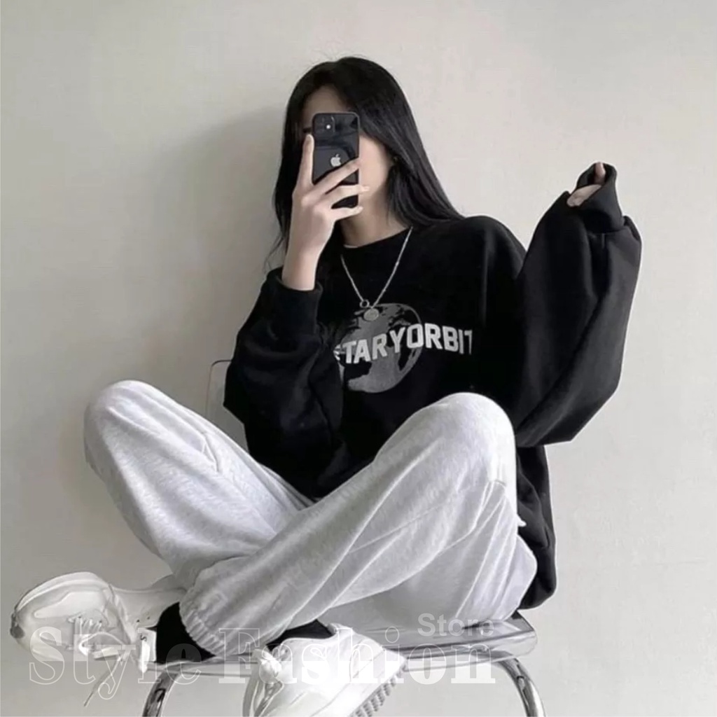 FenishaStore Sweater Korea Wanita PLANETARYORBIT M-L-XL-XXL/ Sweater Crewnwck Wanita Terbaru / Sweater Hoodie Wanita Trendy /Jaket Wanita Modern - Bisa Bayar Ditempat COD