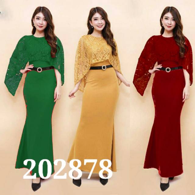 Dress pesta Gamis pesta 202878 brukat scuba dress pesta panjang