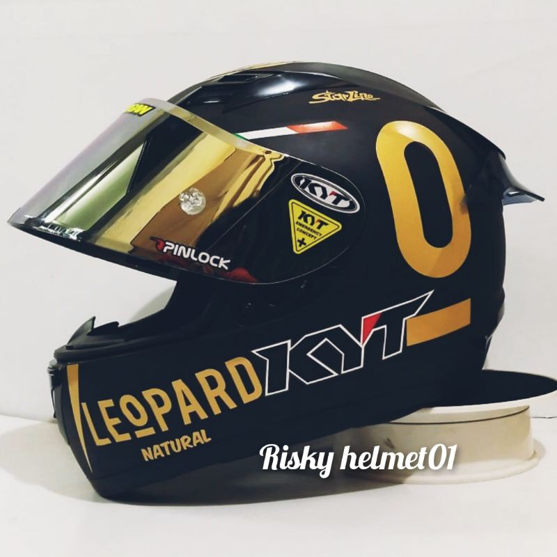 Jual helm full face KYT r10 black doff paket ganteng leopard Shopee