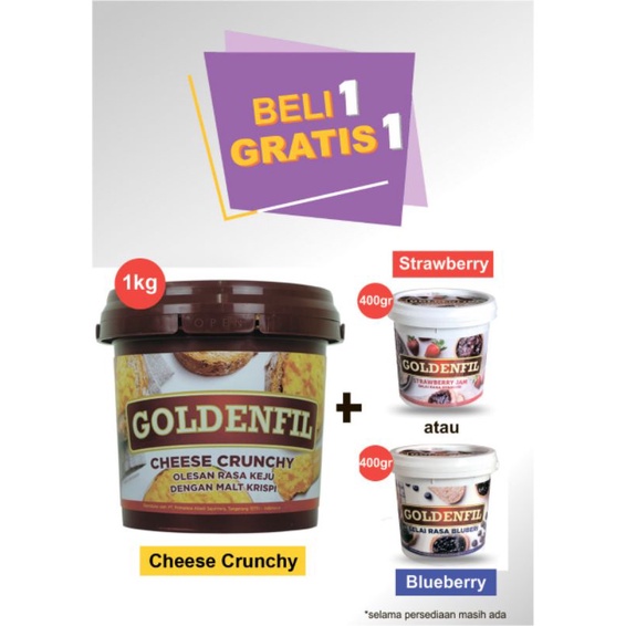 

GOLDENFIL Cheese Crunchy 1 kg gratis Strawberry/Blueberry 400 gram HALAL!!!