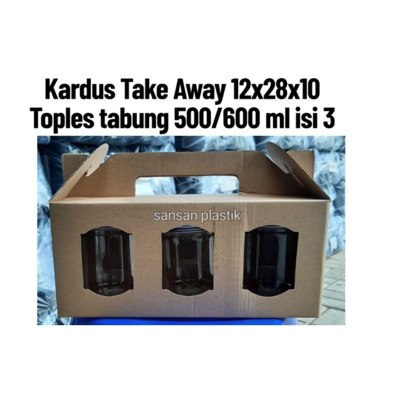 

Kardus Toples Tabung 500 ml / 600 ml isi 3 / Kardus Window 12x28x10cm
