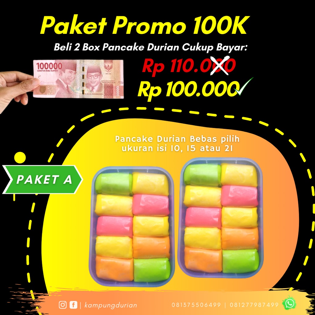 

Paket Dua box pancake durian hanya seratus ribu