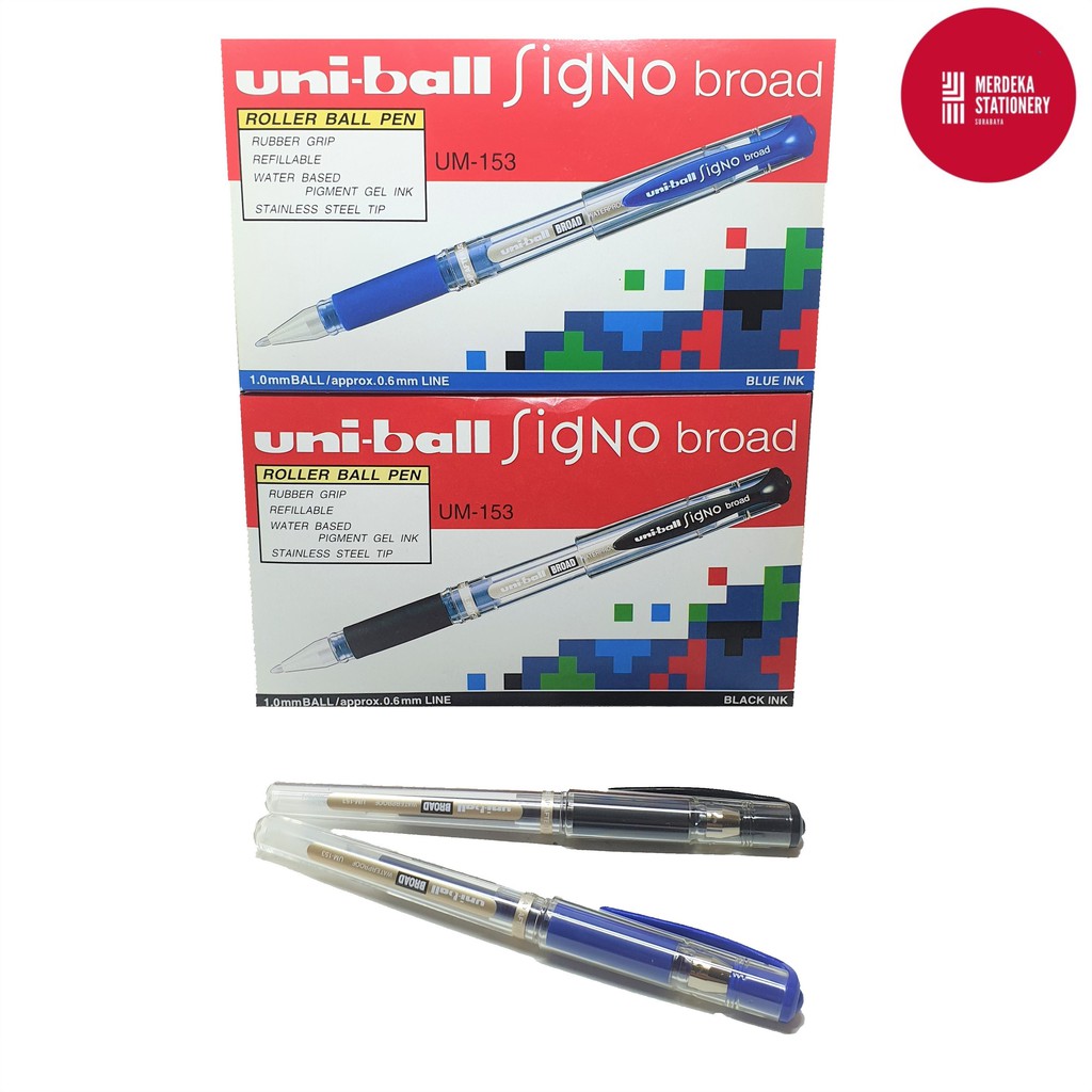 

(ISI 12)Pulpen/Bolpen/Ballpen/Ballpoint Roller Uni-ball Signo Broad UM-153 1.0mm HITAM/BIRU