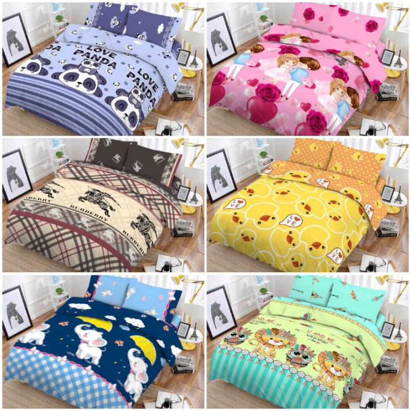 BED COVER SET NEW VITO SINGLE 120X200 LOVE PANDA BRB JUNGLE LAND ANIMAL KINGDOM DUMBO COUPLE DUCK KE