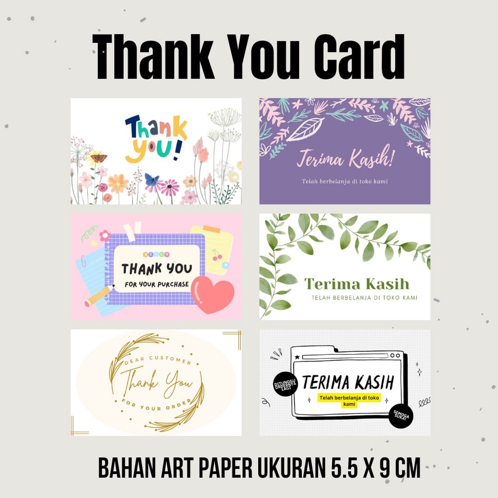 Jual Kartu Ucapan Terima Kasih Online Shop Thank You Card Thx Thanks Card Olshop Shopee Indonesia