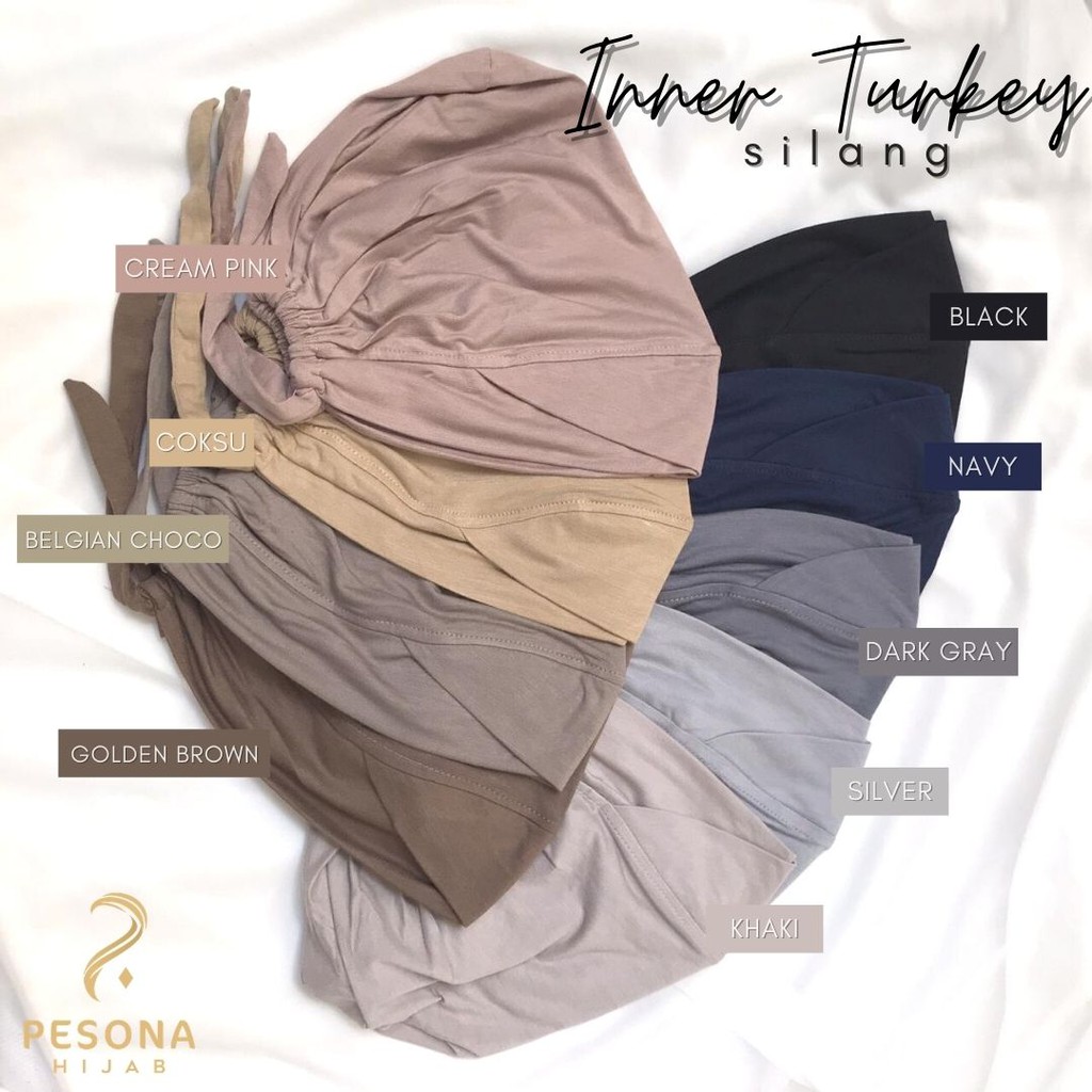 Ciput Turkey Silang/Inner Basic Turki Silang Menutup Kepala/Menyamarkan Wajah Bulat-1