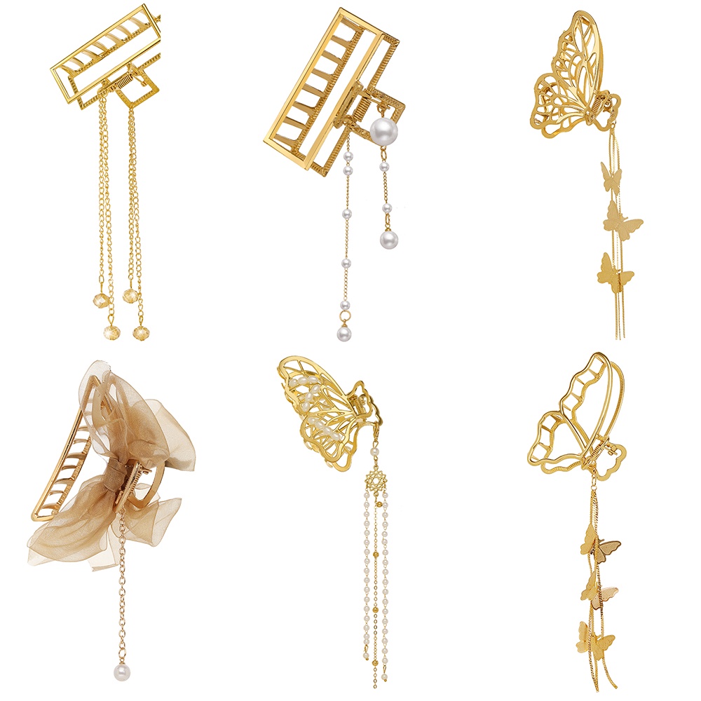 Butterfly Pearl Gold Pendant Hair Clips Claw Clip Korean Style Women Fashion Hair Accessories