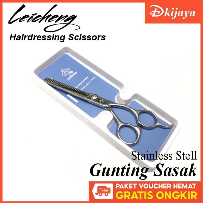 Gunting SASAK Potong Rambut Full Stainless Steel Berkualitas Leicheng Hairdressing Scissors Pro