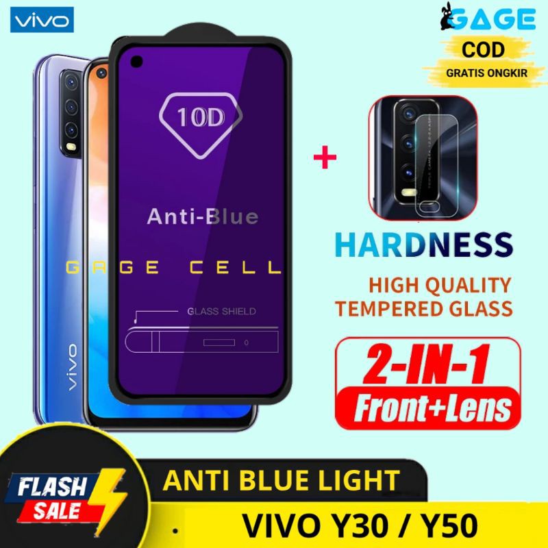 2IN1 TEMPERED GLASS ANTI BLUE LIGHT RAY VIVO Y30 Y50 - TG ANTIGORES RADIASI VIVO Y30 Y50 PREMIUM