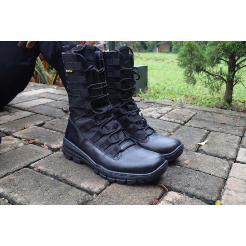 SEPATU PDL NINJA TNI POLRI BAHAN KULIT SAPI &amp; KORDURA ANTI AIR MERK BROTRHER NINJA M2 SLETING DI SOL