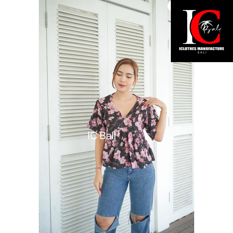 ATASAN LENGAN PENDEK MOTIF BUNGA/ RARA TOP/RTM003