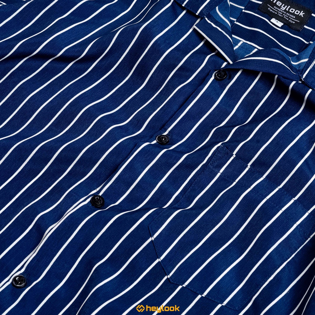 Kemeja Strip Stripe Kemeja Salur Belang Pria Kemeja Lengan Pendek Motif Garis Kemeja Santai Casual Formal Kemeja Distro Branded Original Premium