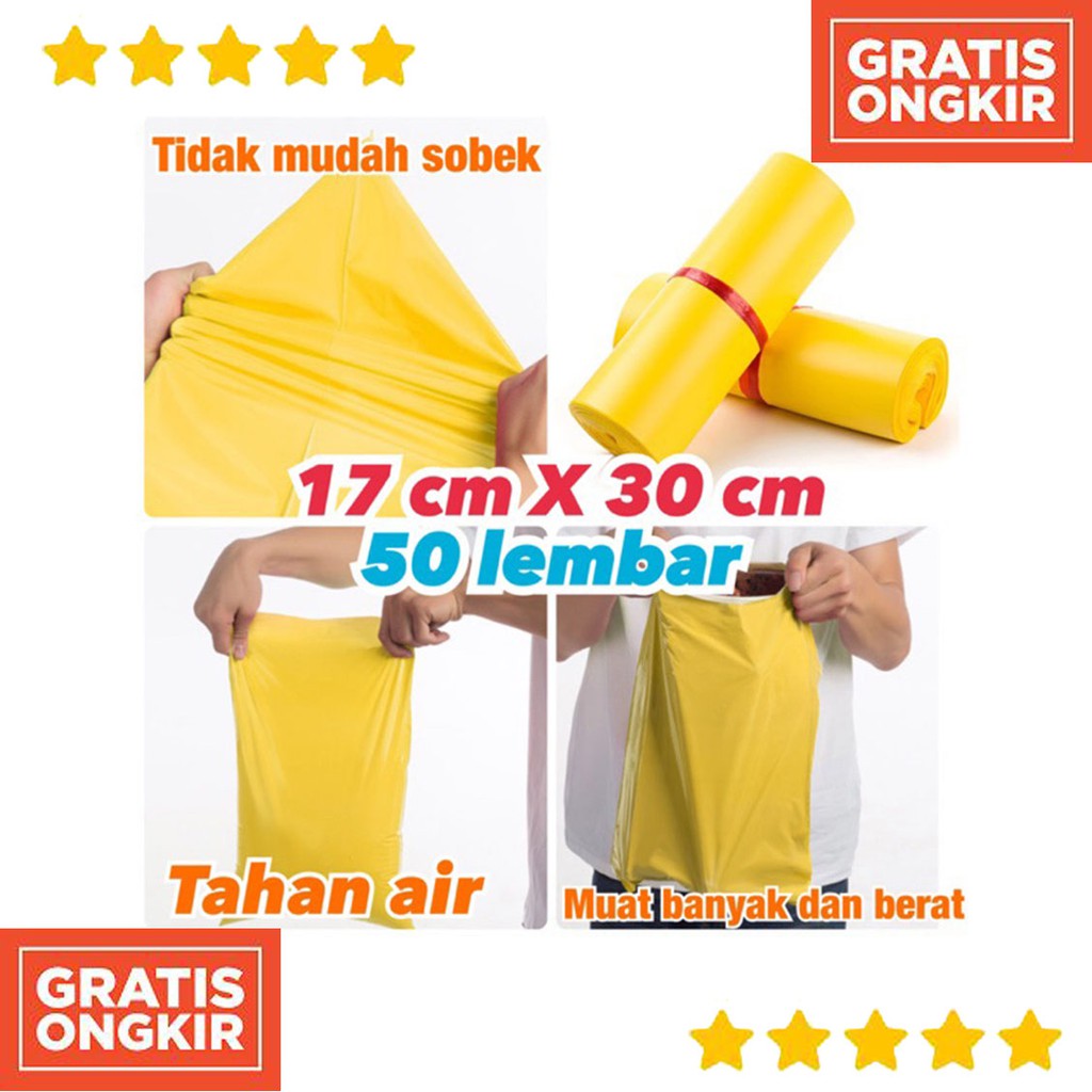

polymailer 17x30cm isi 50 - Plastik packing dengan lem - plastik packing 17x30cm isi 50 Lembar