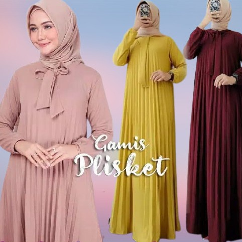 GAMIS PLISKET REMPEL / GAMIS / PLISKET MUSLIM / BAJU MUSLIM WANITA / GAMIS TERBARU / BAJU GAMIS