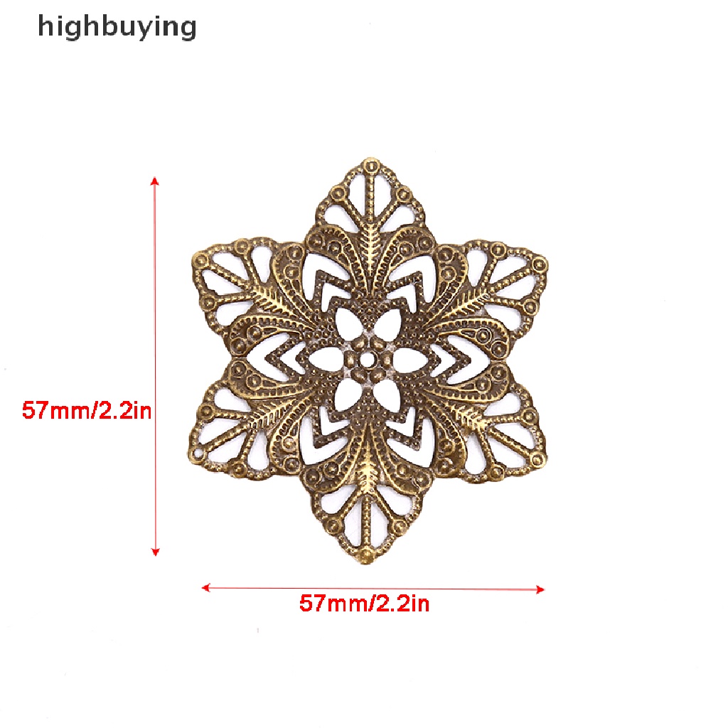 Hbid 10pcs Konektor Desain Bunga Filigree Bahan Metal Untuk Kerajinan Perhiasan DIY