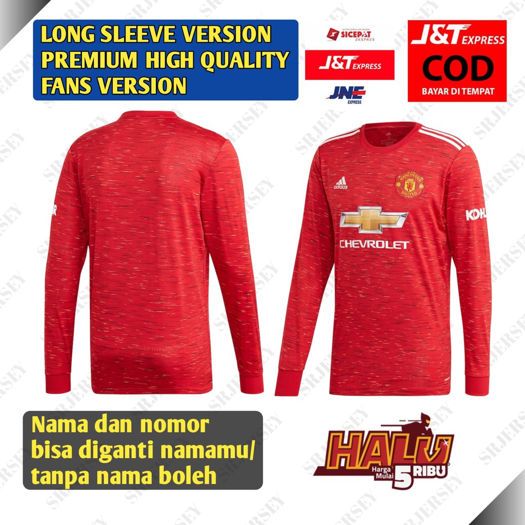 Jersey Lengan Panjang Emyu Home 21 Terbaru Baju Bola Mu Longsleeve Merah Premium Shopee Indonesia