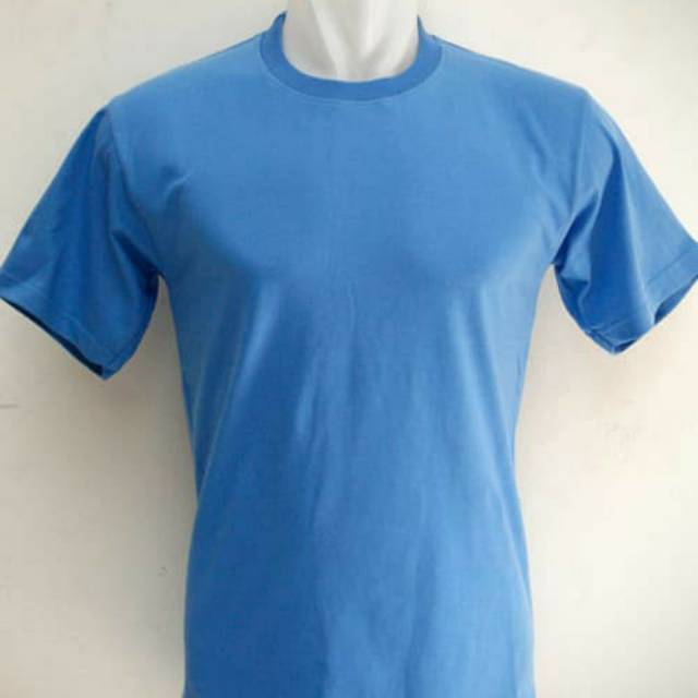 kaos polos lengan pendek warna biru muda