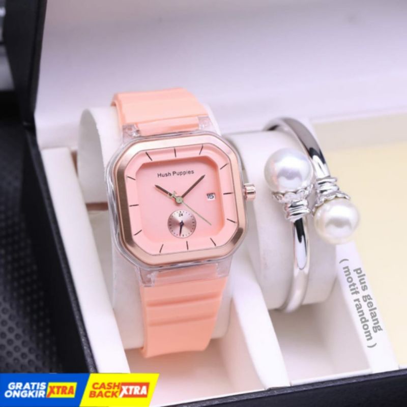 Jam tangan hush puppies jam tangan wanita Free gelang COD Best Seller