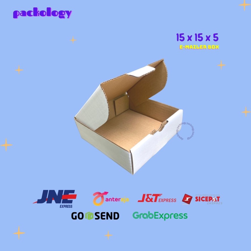 

Kardus Die Cut 15x15x5 PUTIH - Karton Box Dus Packaging Hampers Pizza Hijab Kue Roti Polos Murah