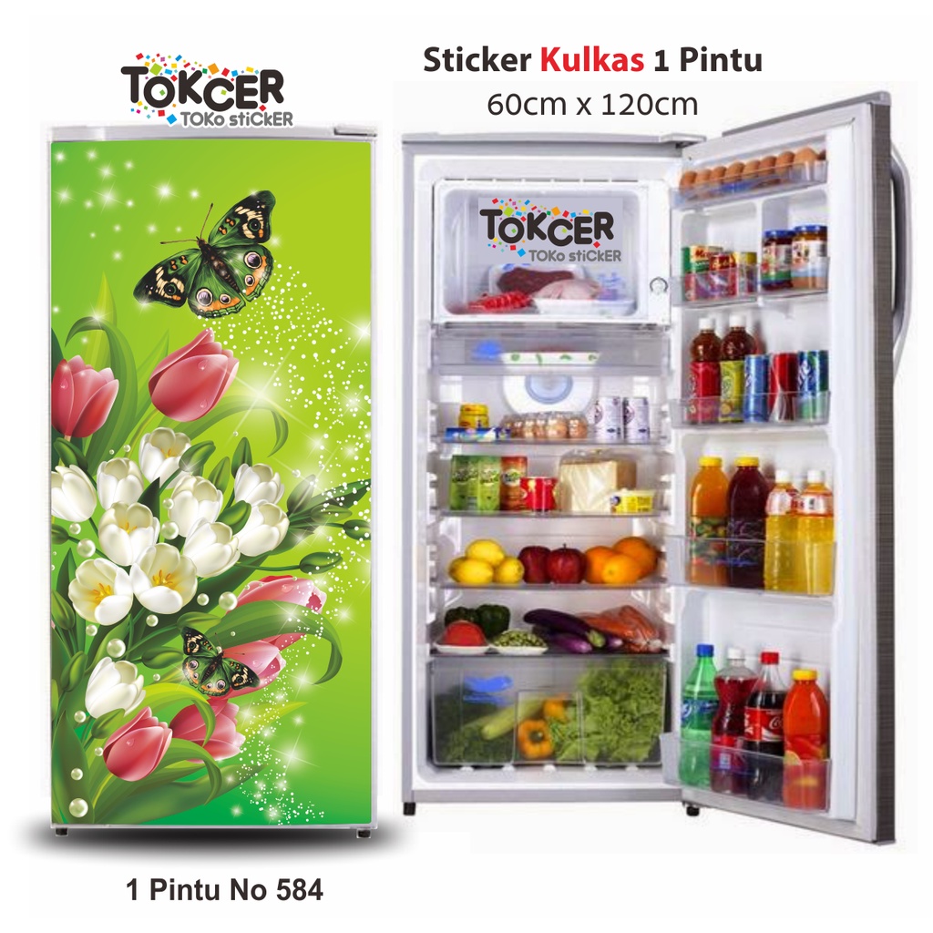 Stiker Kulkas 1 Pintu atau 2 Pintu Standar Motif Aneka KUPU-KUPU
