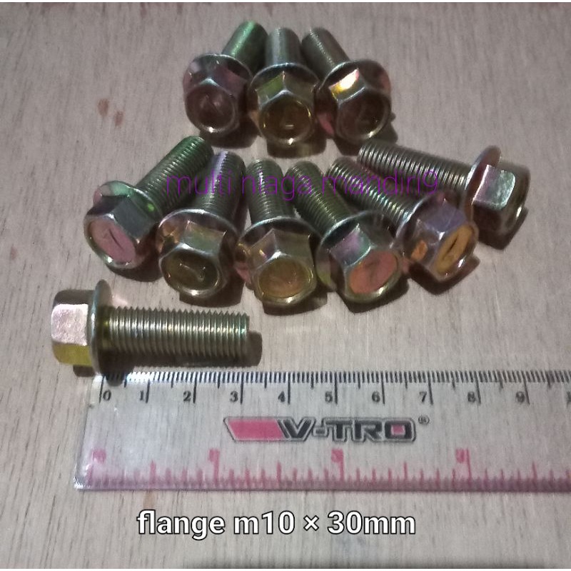 baut 14/ flange m10 × 30mm baja kuning