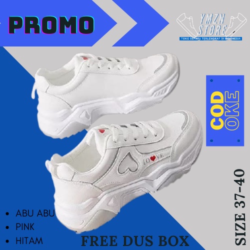 Sepatu Spatu Swpatu Srpatu Sneakers Seneakers Sneaker Snekers Senekers Sneker Keren Kuliah Sekolah Jalan Santai Import Wanita Wanita Cewek Cwek Cewe Cwe Perempuan Model Korea Korean Cantik Fashion Lokal Import Original  Terbaru Kekinian Murah LOVE YMZN-10