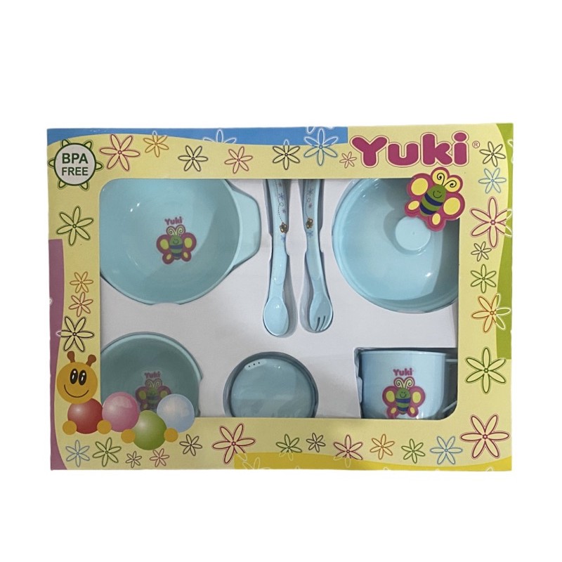 YUKI Gift Baby Set Alat Makan / Feeding Set - Set Mangkok Tutup , Cangkir + Sendok ( BPA Free )