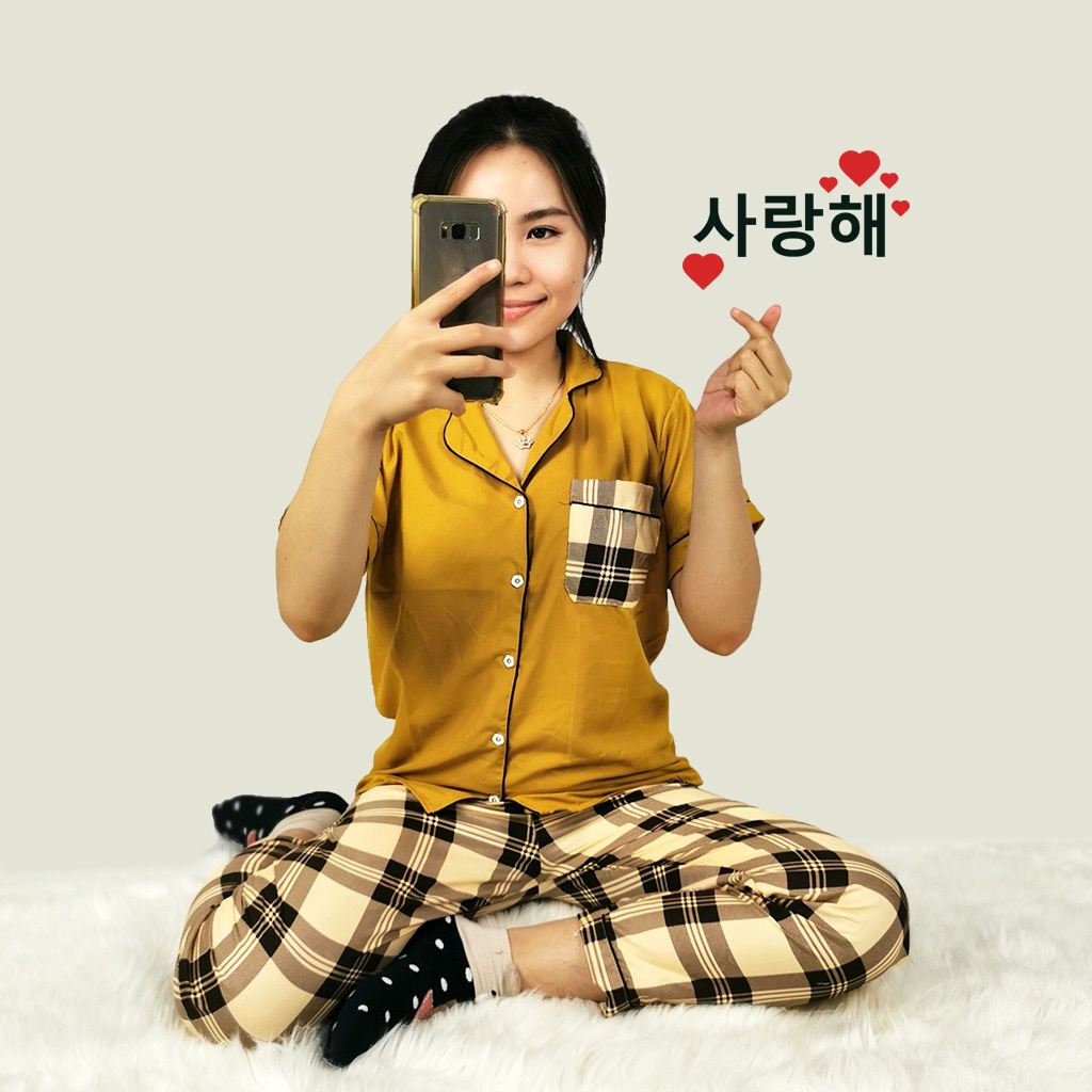 Baju Tidur Piyama Dewasa Setelan Jumbo Size  XXL LD 120-CPXL KTK MUSTARD COM