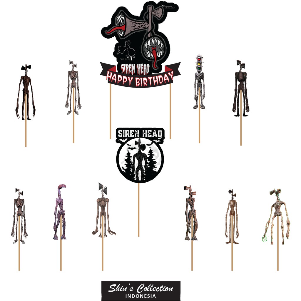 Cake topper Siren Head set isi 12 pc