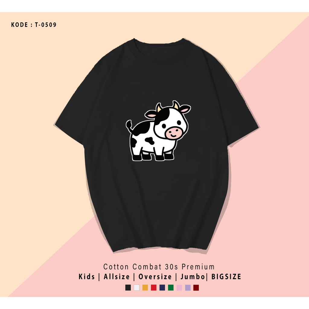 T-SHIRT / KAOS DEWASA UNISEX COW CUTE / HARGA TERMURAH / BAHAN KATUN / TERMURAH BAJU SANTAI