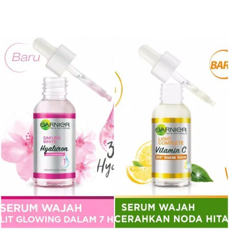 Garnier Light Complete Vitamin C / Garnier Sakura white Hyaluron 30 ml ( Cepat Cerahkan Noda Hitam )