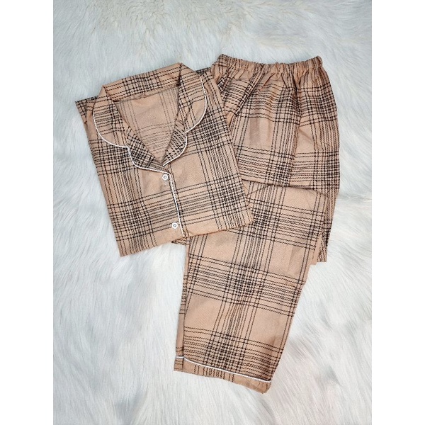 Baju Tidur Piyama Wanita/Cewek Pajamas Motif Dewasa Kekinian Karakter/Kotak Guillen-CP GUILLEN CREAM