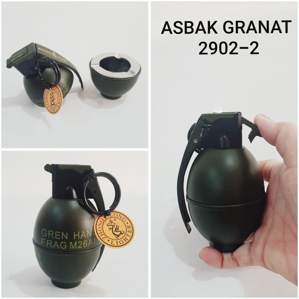 Hot Promo! ASBAK ROK0K PLUS KOREK GRANAT 2902-2 UNIK, MANCIS API LAS LIGHTER Baru