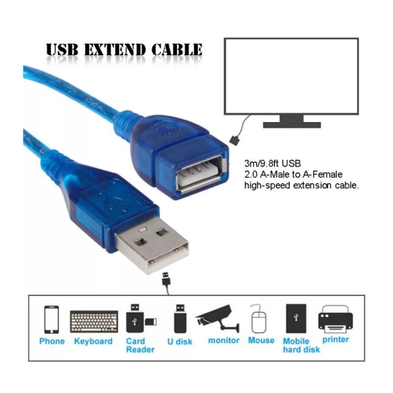 Jual Kabel Usb Extension Am Af Male To Female Cm Cm Konverter Sambungan Otg Flashdisk Lampu