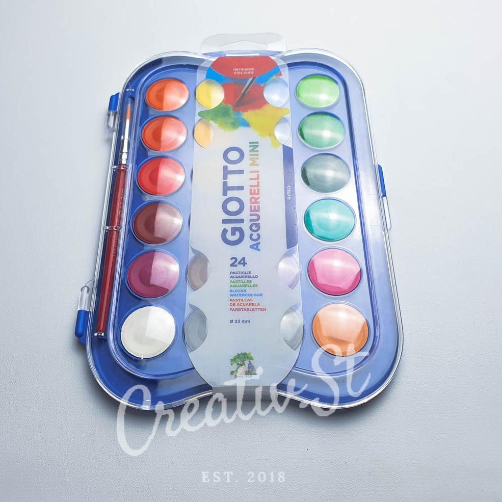 

St0k La4gi,,Giotto Acquerelli MINI 24 Warna Cat Air 23 mm Padat Giotto |populer.,.,.!