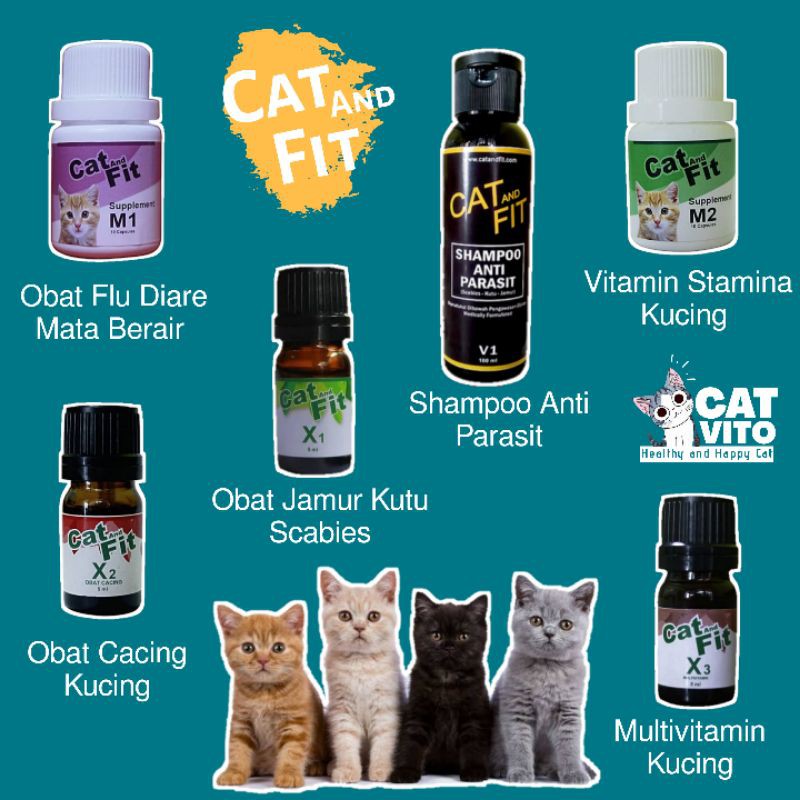 CAT AND FIT X1 X2 X3 M1 M2 SHAMPOO V1 | VITAMIN DAN OBAT KUCING