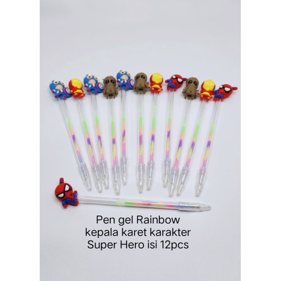 

Pulpen gel Rainbow karakter/ pen gel karakter lucu isi 12pcs