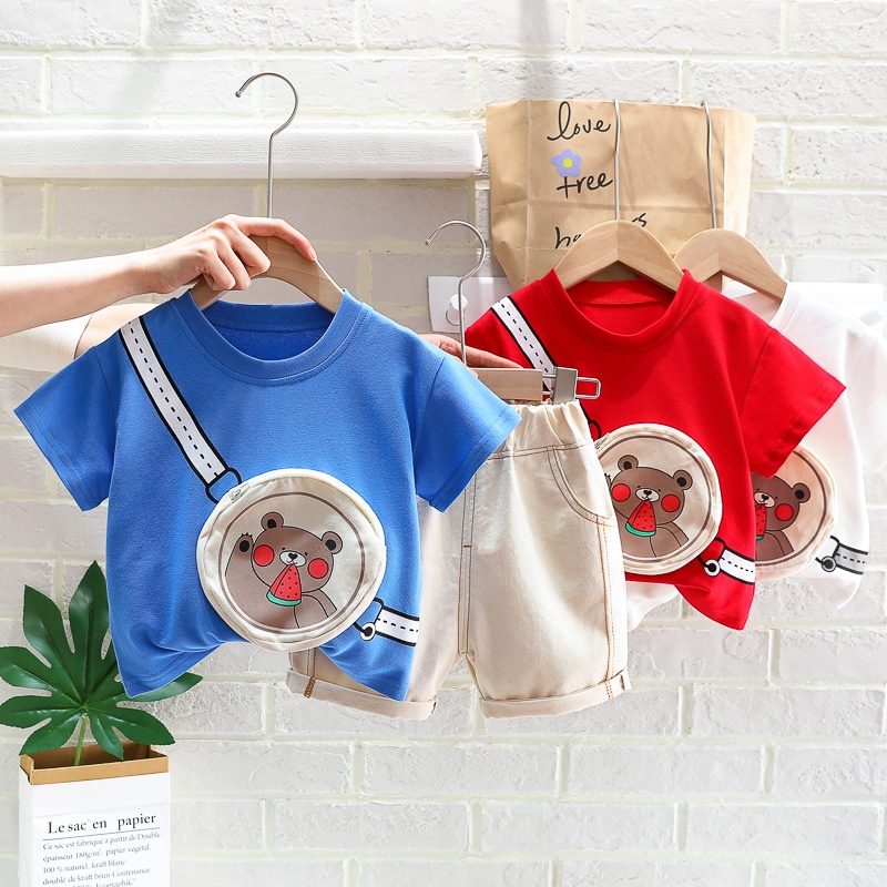 Setelan Anak Laki Laki MELON Baju Anak Set 2in1 Kaos dan Celana Summer Korean Style Import