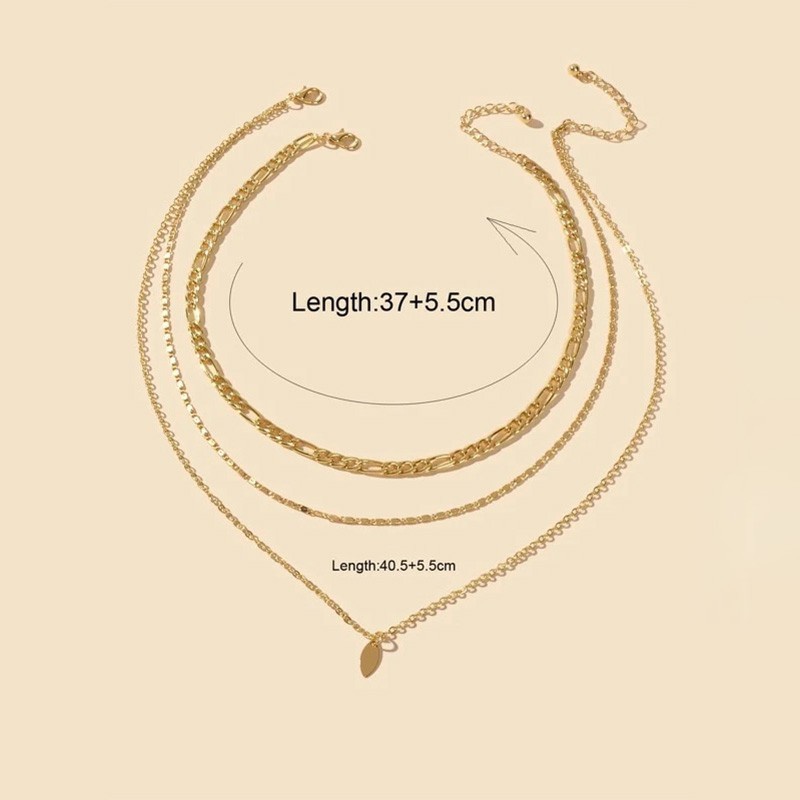 2 Pcs Kalung Wanita Korea Choker Kalung Multilayer Emas Daun Gaya Vintage Untuk Aksesoris Fashion Wanita Necklace