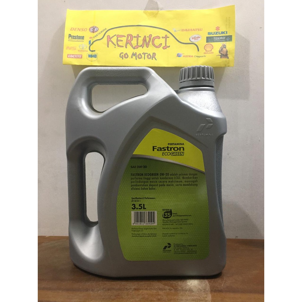 OLI FASTRON ECO GREEN 0W-20 3.5L PERTAMINA - OLI FASTRON ECO GREEN 0W