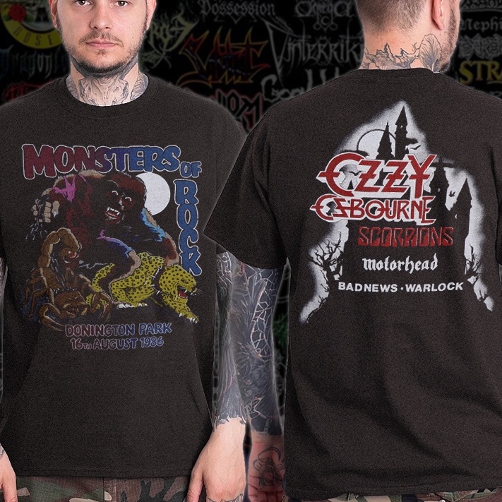 T-Shirt Vintage Band Metal Ozzy Osbourne Monsters Of Rock 1986 Concert Shirt_043