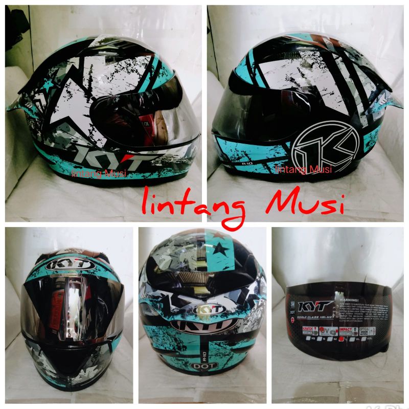 KYT R10#3 BLACK |WHITE| BLUE| FLUO PAKET GANTENG